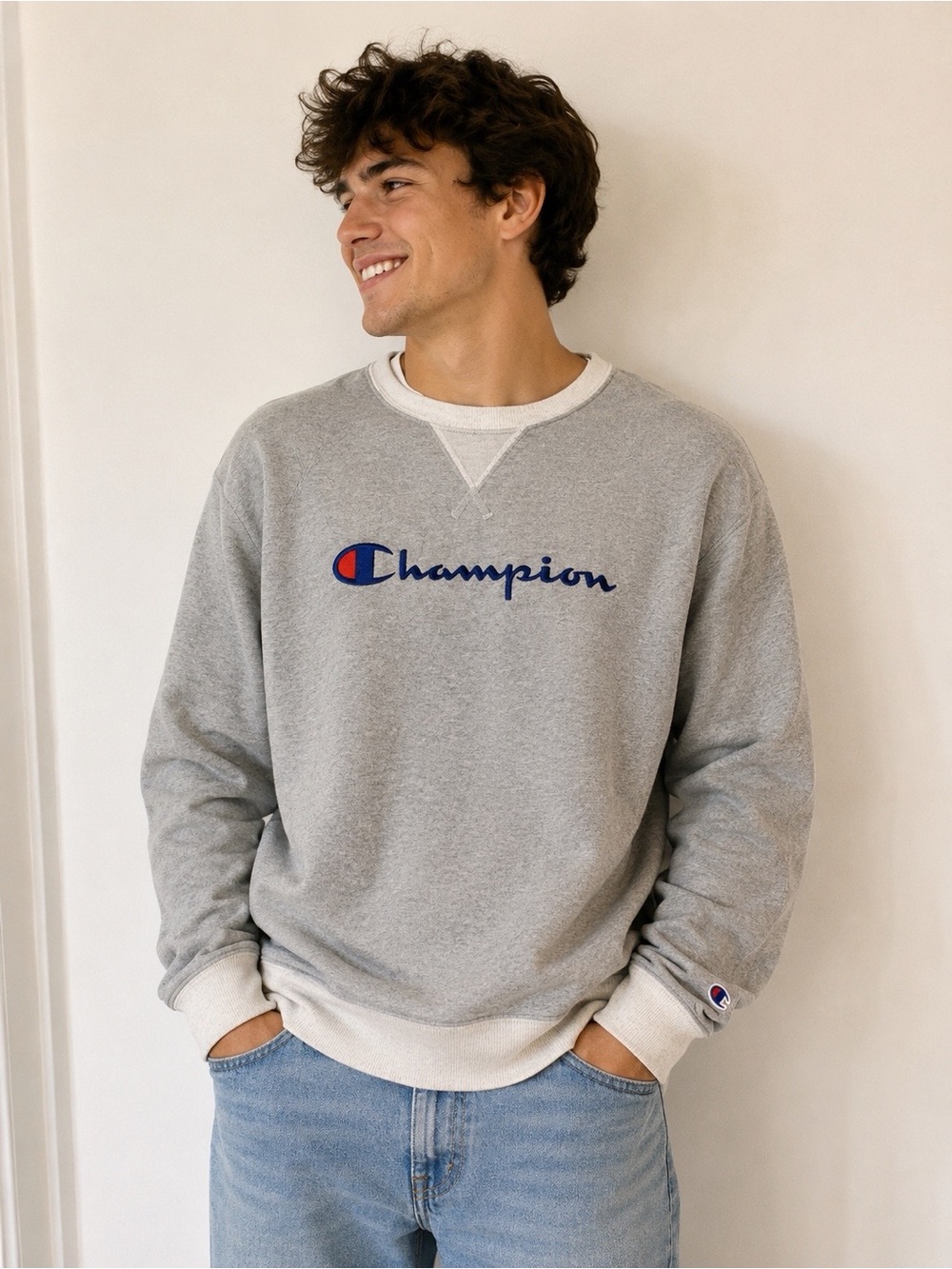 Champion Authentic Athleticwear Raglan Sleeve Script Logo Crewneck Sweatshirt